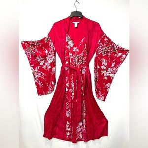 August silk kimono & slip dress set size s